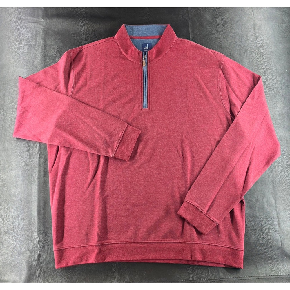 Johnnie-O Mens 2XL Heathered Red Quarter Zip Pullover Sweater Long Sleeve